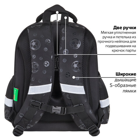 Ранец BRAUBERG KIDS STANDARD, 2 отделения, "Score ball", 3D панель, 36х28х14 см, 272037