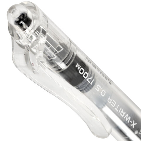 Ручка гелевая автоматическая BRAUBERG "X-WRITER 1700" УВЕЛИЧЕННАЯ ДЛИНА ПИСЬМА 1700 м, ЧЁРНАЯ, игольчатый узел 0,5 мм, линия 0,35 мм, 144472