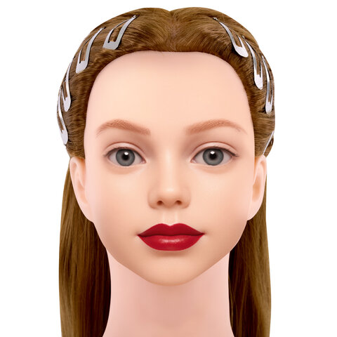 Заколки для волос НАБОР 10 шт., 5 см, клик-клак, глянцевый, серебристый, MONTE VITA (МОНТЕ ВИТА), 457079