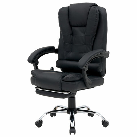 Кресло офисное CROMEX (КРОМЕКС) "Lounge MS-007", подножка, 6 массажных модулей, экокожа, черное, 532960