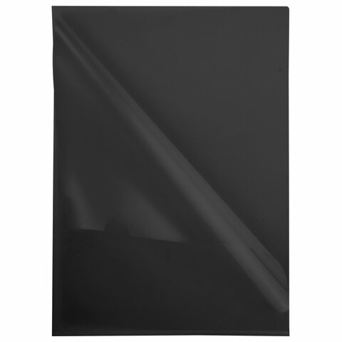 Папка-уголок прозрачная, А4, BRAUBERG "UNIVERSAL", черная, 0,10 мм, 273046