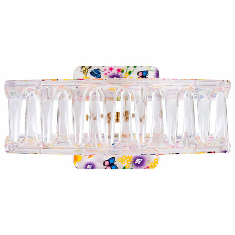 Краб для волос 8,5 см, прозрачный с рисунком, АССОРТИ, MONTE VITA (МОНТЕ ВИТА), 457005