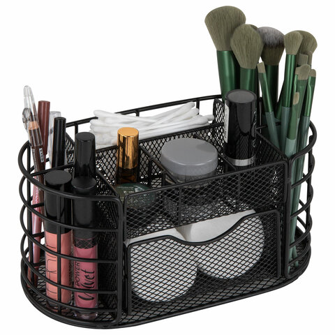 Органайзер для косметики и мелочей металлический 9 секций, MONTE VITA (МОНТЕ ВИТА), 105х218х110 мм, чёрный, 272476