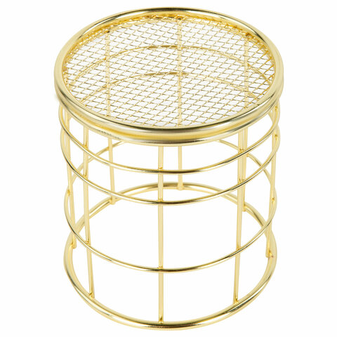 Органайзер стаканчик для косметики и мелочей MONTE VITA (МОНТЕ ВИТА), металлический, 100х90 мм, золото, 272486