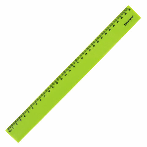 Линейка пластиковая 30 см BRAUBERG "NEON", ассорти, пакет, 210751