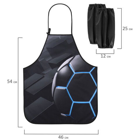 Фартук с нарукавниками для уроков труда ЮНЛАНДИЯ, регулировка по росту, 46х54 см, "Soccer ball", 273765