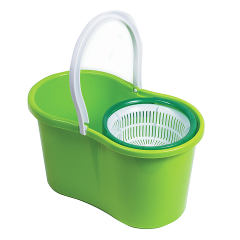 Швабра с отжимом и ведром 7л/5л, отжим центрифуга / рукоятка, 2 круглые насадки, крепление кольцо, синий, LAIMA 603624