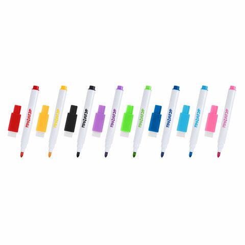 Маркеры стираемые 2 мм на магните со стирателем для белой доски и планера НАБОР 8 ЦВЕТОВ, ПИФАГОР, 152562