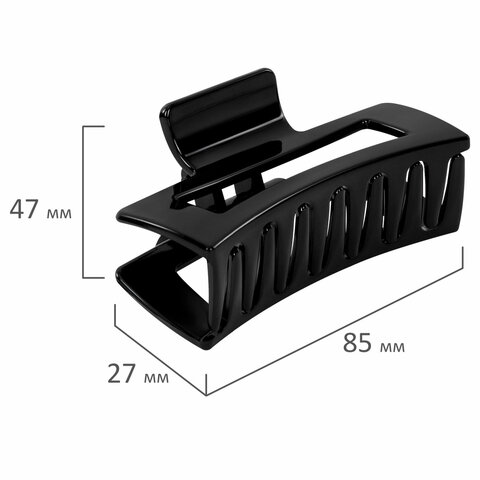 Краб для волос 8,5 см, глянцевый, чёрный, MONTE VITA (МОНТЕ ВИТА), 457000