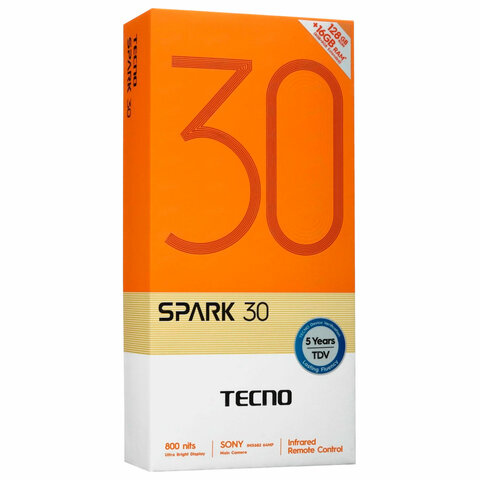 Смартфон TECNO SPARK 30, 2 SIM, 6,78", 4G, 64/13 Мп, 8/128, чёрный, пластик, TCN-KL6.8.128.BK, TCNKL6.8.128.BK