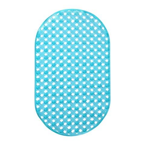 Коврик для ванны противоскользящий 69х39 см, "Ротанг", овальный, голубой, ПВХ, PRIMILA (ПРИМИЛА), 700384