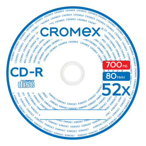 Диски CD-R в конверте КОМПЛЕКТ 50 шт., 700 Mb, 52x, CROMEX (КРОМЕКС), 513797