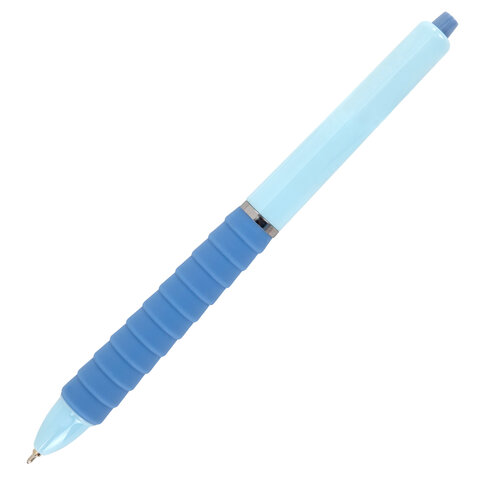 Ручки шариковые автоматические С УДЛИНЕННЫМ ГРИПОМ BRAUBERG "MAXI LONG RT", СИНИЕ, НАБОР 4 ШТ, игольчатый узел 0,5 мм, линия 0,35 мм, 144458