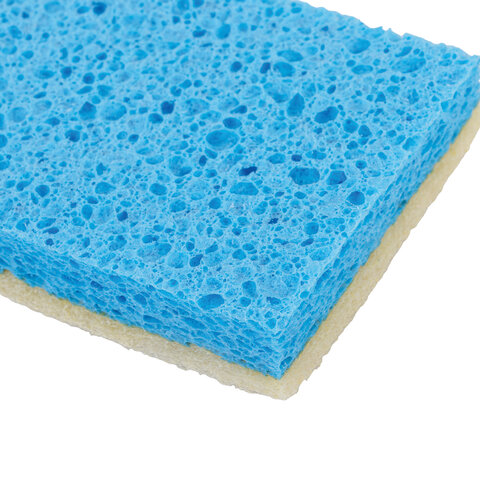 Губки для посуды 110х70х20 мм, ЦЕЛЛЮЛОЗНЫЕ + АБРАЗИВ, КОМПЛЕКТ 5 штук, синий/белый абразив, LAIMA, 700260