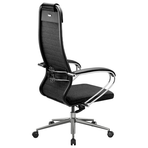 Кресло офисное МЕТТА "К-27" хром, ткань, сиденье и спинка мягкие, черное