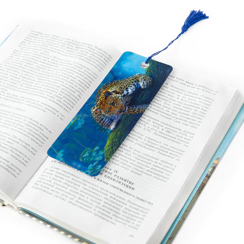 Закладка для книг с линейкой 3D-ОБЪЕМНАЯ BRAUBERG, "Леопард", с декоративным шнурком, 125766