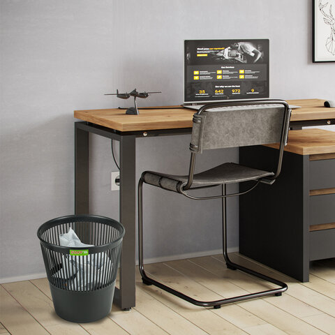Корзина для бумаг STAFF "Basic" ЭКОНОМ, сетчатая, 9 л, черная, 238254