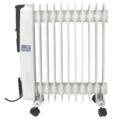 Обогреватель масляный SONNEN DFS-11, 2500 Вт, 11 секций, белый, 453500