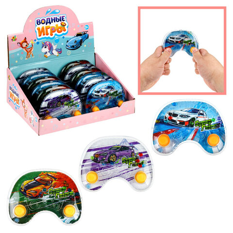 Водный тетрис мячики "Гонки" 13,5х10х3,2 см, АССОРТИ, 3 вида, дисплей, 1TOY, Т26507