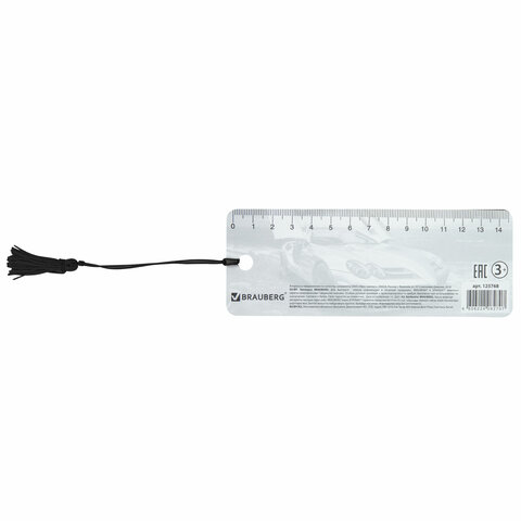 Закладка для книг с линейкой 3D-ОБЪЕМНАЯ BRAUBERG, "Мерседес", с декоративным шнурком, 125768
