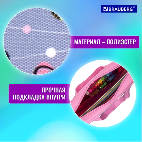 Папка на молнии с ручками BRAUBERG А4, 1 отделение, полиэстер, 80 мм, "Funny panda", 271127