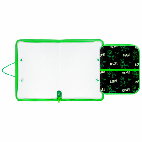 Папка для труда на молнии с ручками ПИФАГОР А4, 1 отделение, пластик, органайзер, "Dino roar", 272230