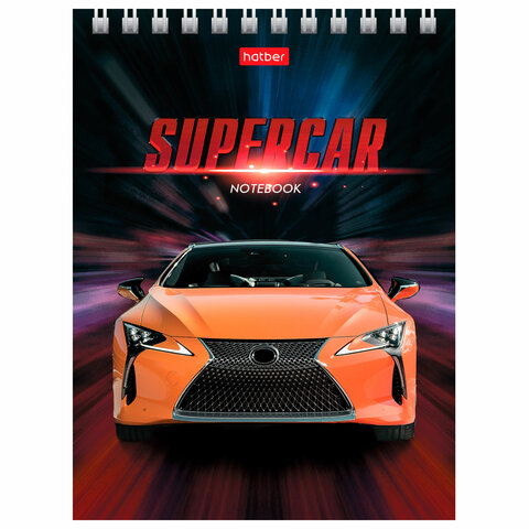 Блокнот МАЛЫЙ ФОРМАТ А6 110х145 мм, 40 л., гребень, лакированная обложка, клетка, HATBER, "Машины", 004666, 40Б6B1гр