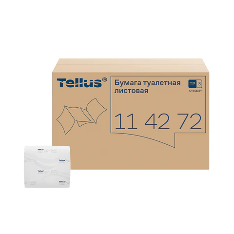 Бумага туалетная Tellus/TORK (Система Т3) UNIVERSAL, КОМПЛЕКТ 40 шт., листовая, 250 л., 11х23 см, 1-слойная, 114272