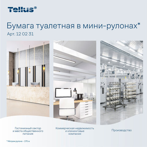 Бумага туалетная 170 метров, Tellus/TORK (Система T2) ADVANCED, КОМПЛЕКТ 12 рулонов, 2-слойная, белая, 120231