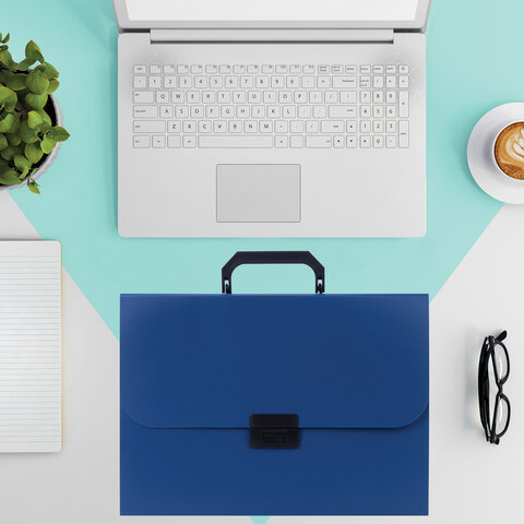 Портфель пластиковый STAFF А4 (330х235х36 мм), 7 отделений, индексные ярлыки, синий, 229242