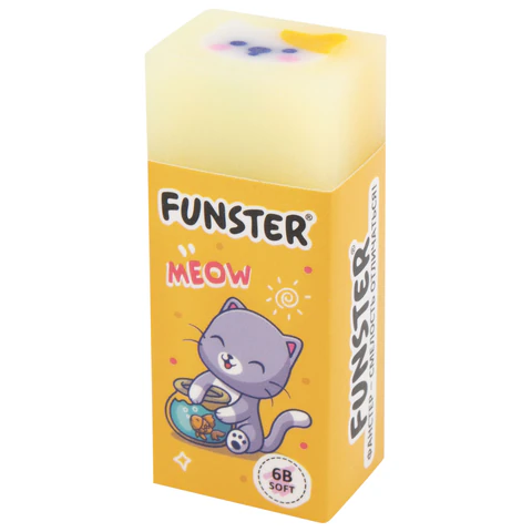 Ластик FUNSTER (ФАНСТЕР) "PETS", 50х21х16 мм, прямоугольный, картонный держатель, экологичный ПВХ, ассорти, 272725