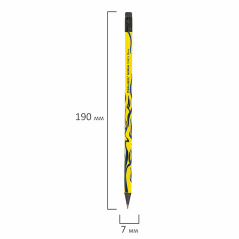 Карандаш чернографитный BRAUBERG "PREMIUM TURKEY", 1 шт., "Flame", НВ, ассорти, дисплей,181565