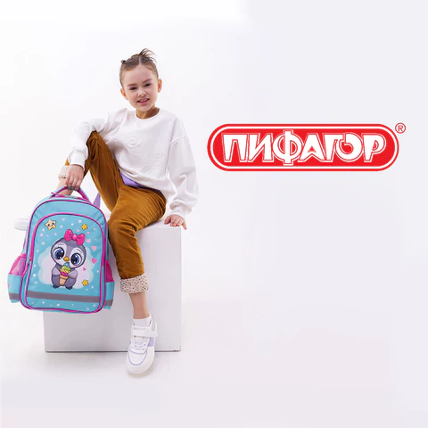 Рюкзак ПИФАГОР SCHOOL, 1 отделение, 3 кармана, "Smart penguin", 38x28х14 см, 271403