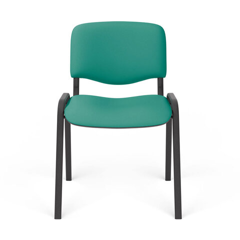 Стул для персонала и посетителей "ИЗО", черный каркас, ткань зеленая, В-27/С-34
