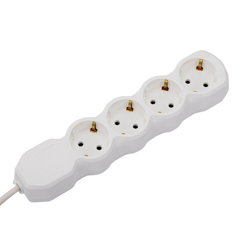 Удлинитель У10-004 4 розетки, с заземлением, 10 А, 5 м, белый, 8695