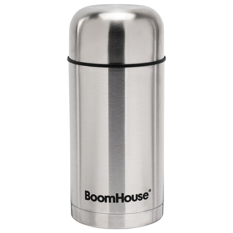 Термос 1 л для еды/напитков с широким горлом, BOOMHOUSE (БУМХАУС) WIDE, нержавеющая сталь SUS304, серебристый, 700320