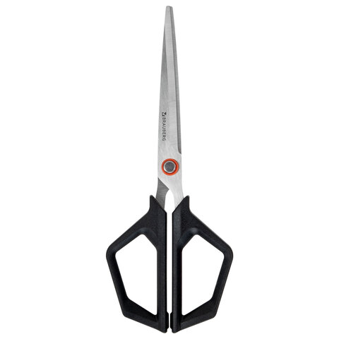Ножницы BRAUBERG "Super black" 170 мм, черные, 3-сторонняя заточка, ручки из ABS-пластика, 238854