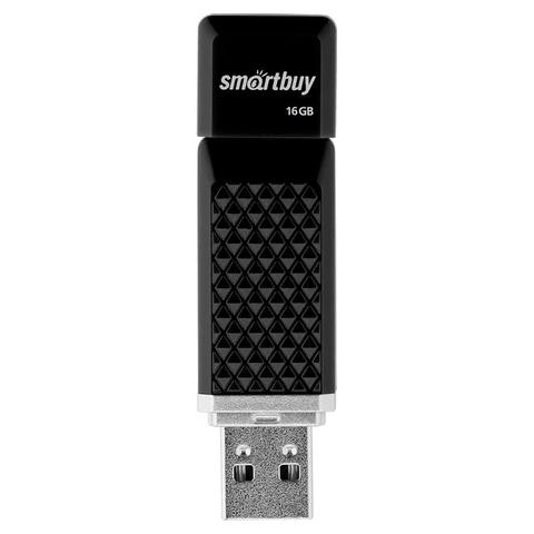 Флеш-диск 16 GB, SMARTBUY Quartz, USB 2.0, черный, SB16GBQZ-K