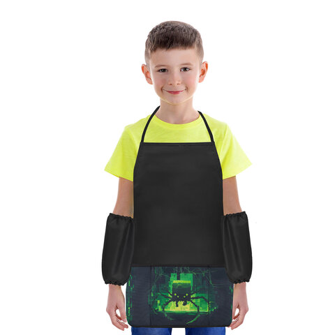 Фартук с нарукавниками для уроков труда BRAUBERG, 3 кармана, 46x54 см, "Digital spider", 273644