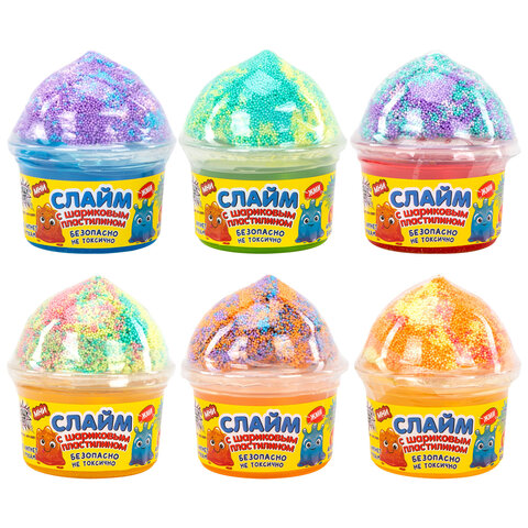 Слайм (лизун) + шариковый пластилин, 115 г, ассорти 6 видов, JOLLY JOT (ДЖОЛЛИ ДЖОТ), 665949