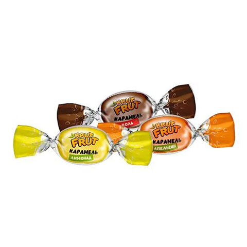 Карамель с шипучей начинкой KRUTFRUT со вкусом колы, апельсина, лимона, 500 г, КНК300