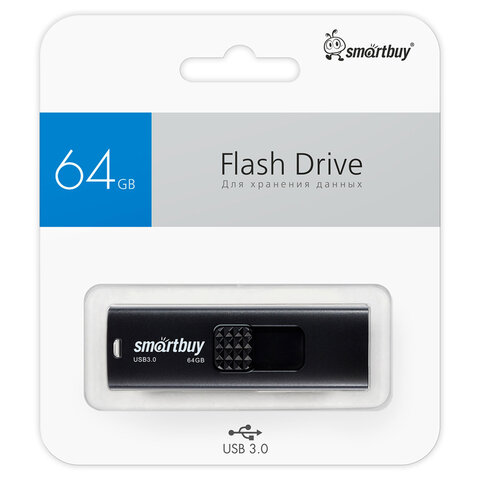 Флеш-диск 64 GB SMARTBUY Fashion USB 3.0, черный, SB064GB3FSK