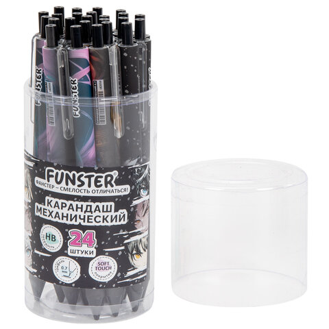 Карандаш механический 0,7 мм с принтом FUNSTER (ФАНСТЕР) "ANIME", корпус soft-touch ассорти, 182059