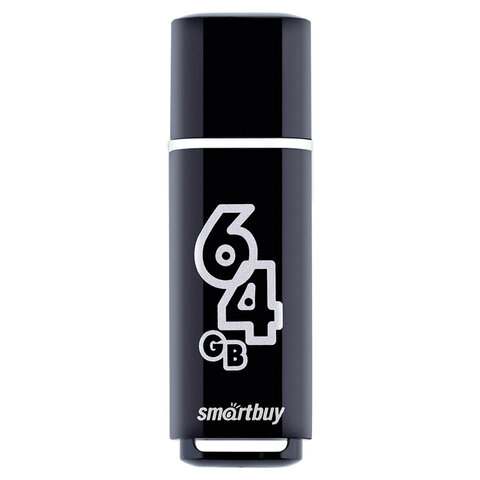 Флеш-диск 64 GB, SMARTBUY Glossy, USB 2.0, черный, SB64GBGS-K
