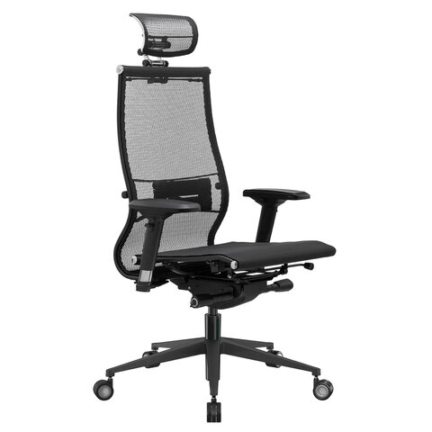 Кресло офисное МЕТТА "SAMURAI" Black Edition, сверхпрочная сетка, регулируемое, черное