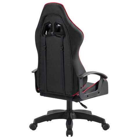 Кресло компьютерное DEFENDER "Kraken", 2 подушки, ткань, черное/красное, 64677