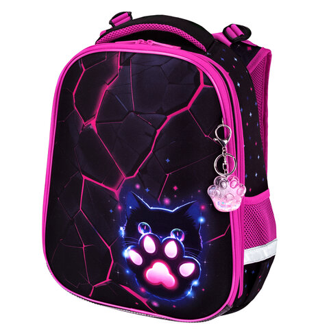 Ранец BRAUBERG PREMIUM, 2 отделения, с брелоком, "Pink lava", 38х29х16 см, 273097