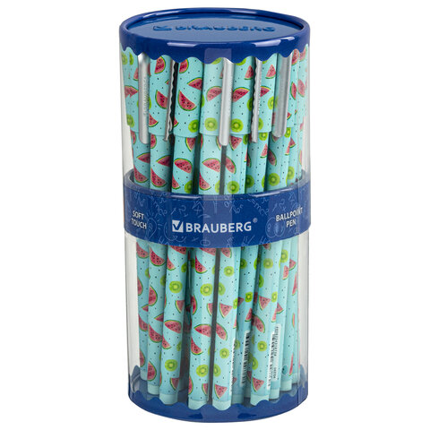 Ручка шариковая BRAUBERG SOFT TOUCH STICK "JUICY FRUIT", СИНЯЯ, мягкое покрытие, узел 0,7 мм, 143704