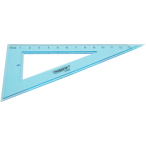 Треугольник пластиковый 30*13 см ПИФАГОР, тонированный, прозрачный, 210846