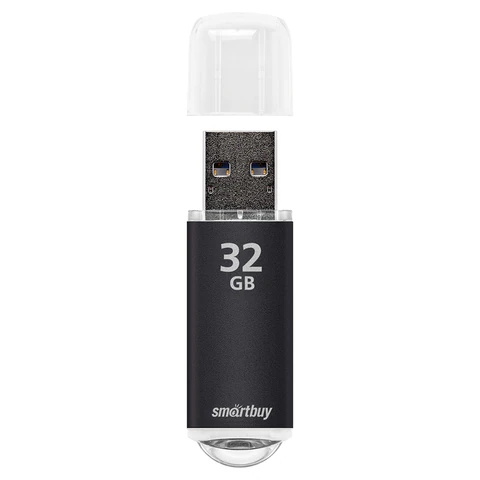 Флеш-диск 32 GB, SMARTBUY V-Cut, USB 2.0, металлический корпус, черный, SB32GBVC-K